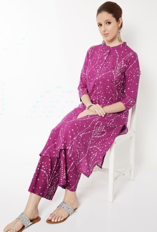 Women Bandhani Print Straight Kurta Set