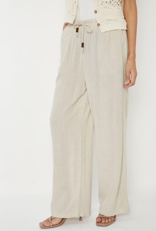 Women Solid Wide Leg Trousers