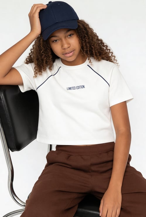 Girls Typographic Print T-shirt