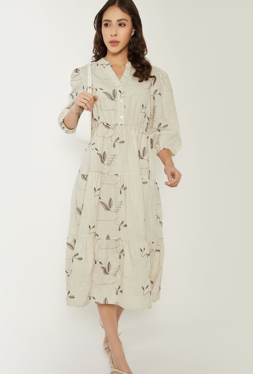 Women Printed Tiered Midi Dress