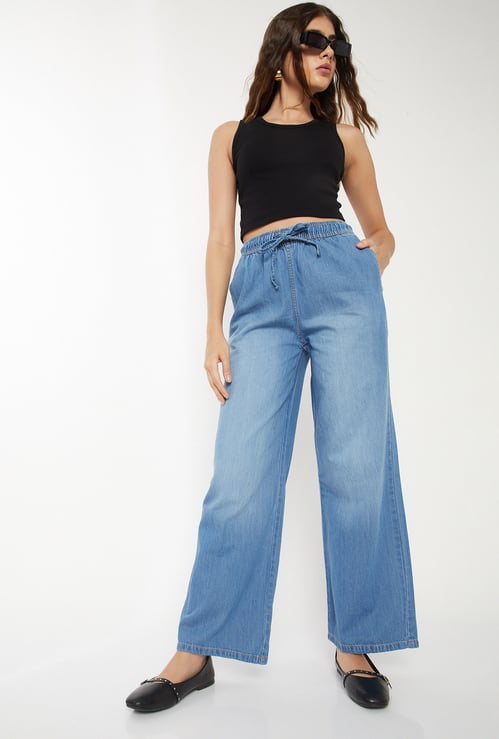 Women Washed Flared Jeans