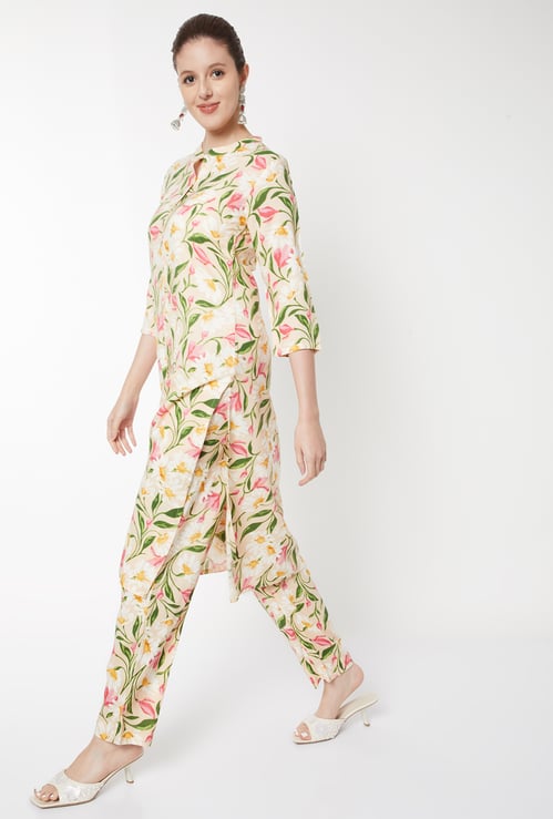 Women Floral Print Straight Pants