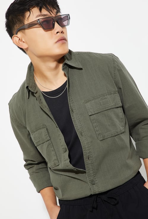 URB_N Men Textured Regular Fit Shirt