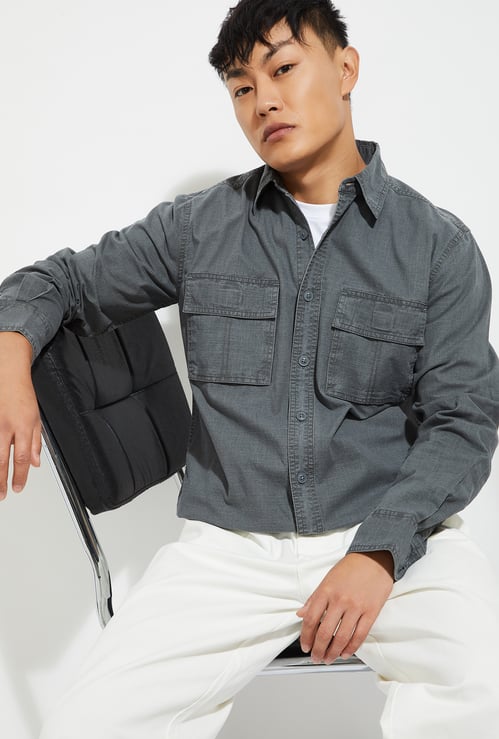 URB_N Men Textured Regular Fit Shirt