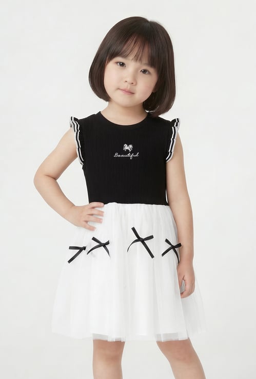 Girls Bow-Detailed Tulle Dress