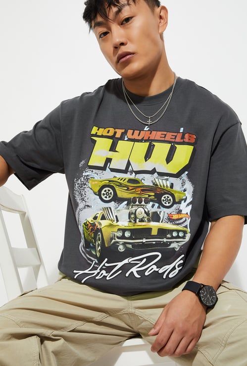 URB_N Men Hot Wheels Print Oversized T-shirt