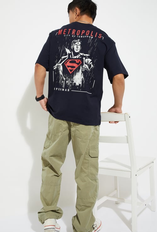 URB_N Men Oversized Superman Back Print T-shirt