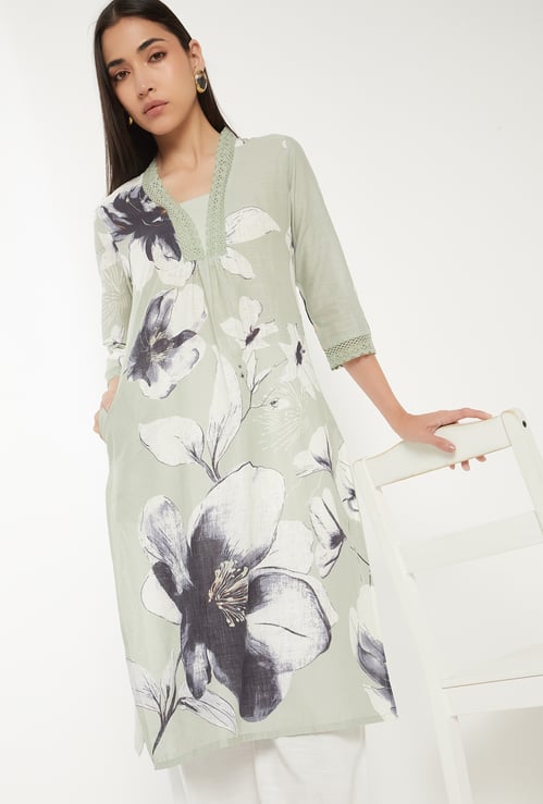 Women Floral Print Straight Kurta