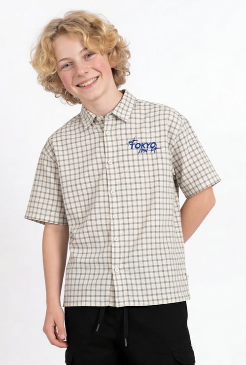 Boys Checked Oversized Shirt