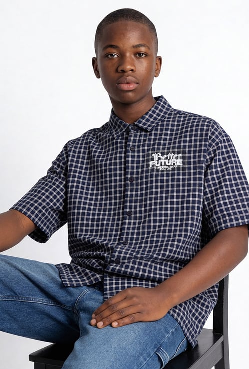 Boys Checked Oversized Shirt