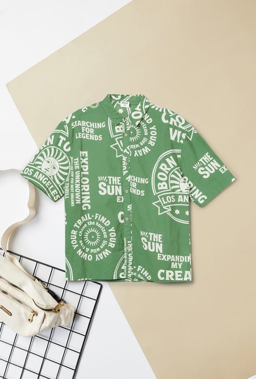 Boys Printed Oversized Shirt