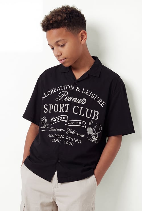 Boys Peanuts Printed Oversized Shirt