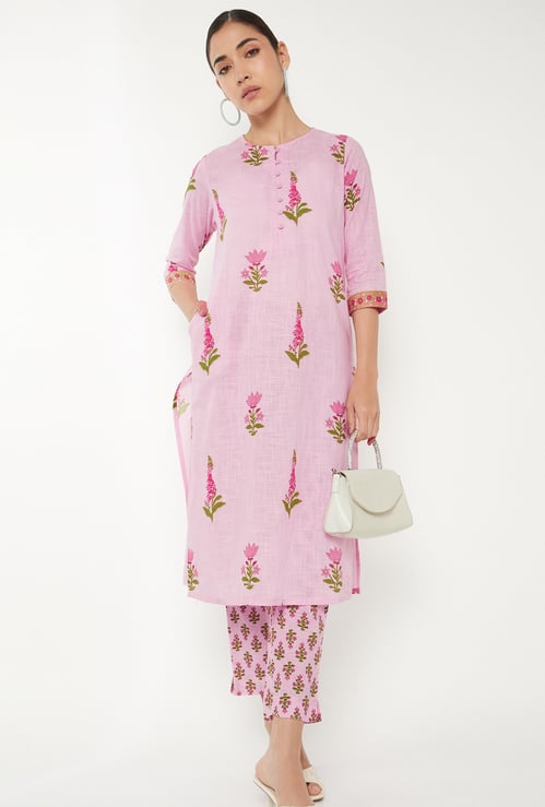 Women Floral Print Straight Kurta Set