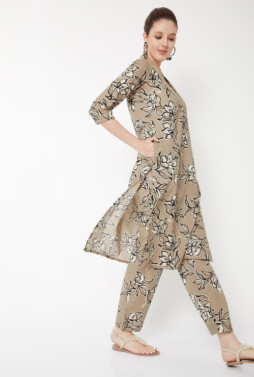 Women Floral Print Straight Kurta Set
