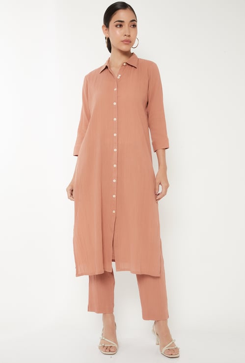 Women Textured Straight Kurta Set