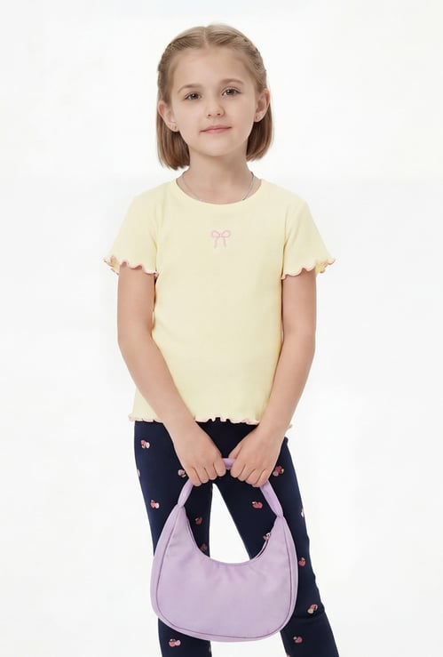 Girls Knit Top with Lettuce Edge Hem