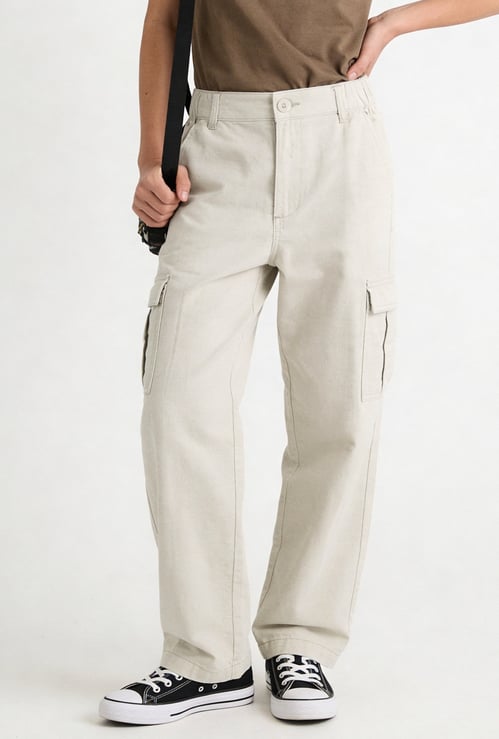 Boys Solid Cargo Trousers