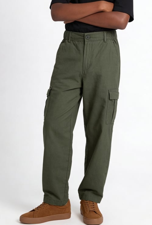 Boys Solid Cargo Trousers