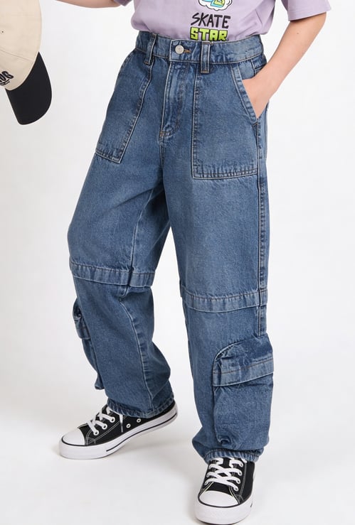 Boys Washed Cargo Jeans