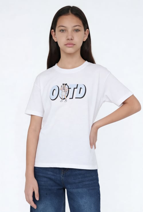 Girls Printed Oversized T-shirt