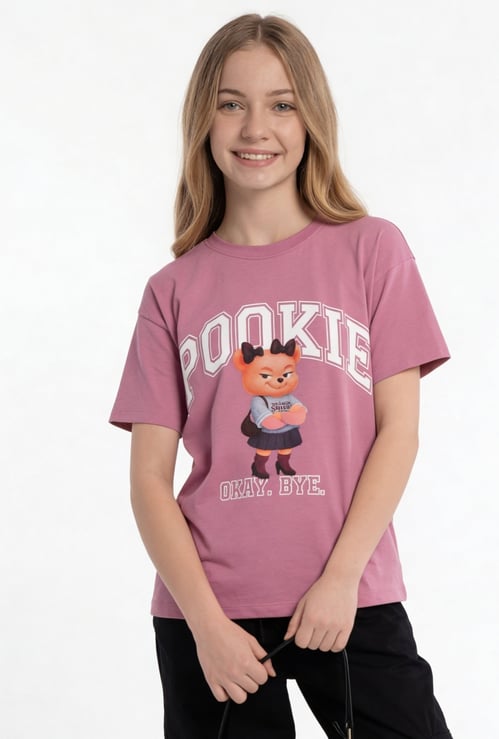 Girls Oversized Printed T-shirt