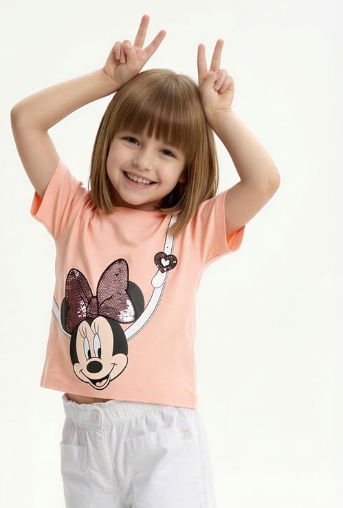 Girls Minnie Mouse Sequins T-shirt