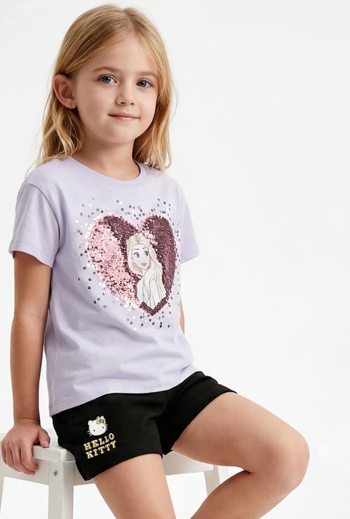 Girls Elsa Sequins Oversized T-shirt