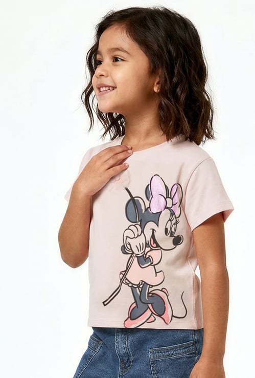 Girls Minnie Mouse Print T-shirt