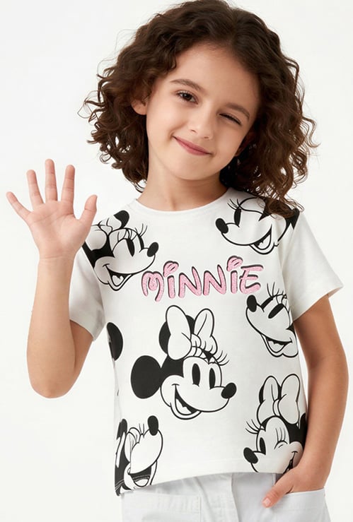 Girls Minnie Mouse Print T-shirt
