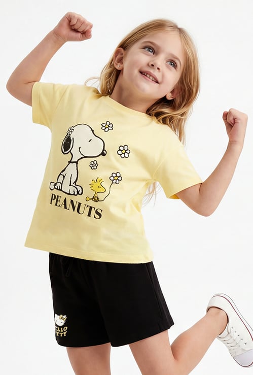 Girls Oversized Peanuts Print T-shirt