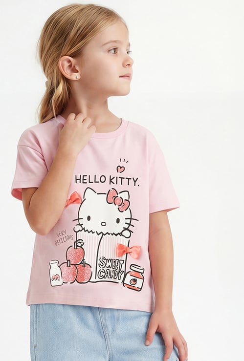Girls Hello Kitty Print Oversized T-shirt