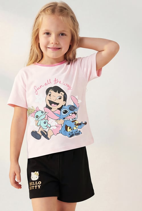 Girls Lilo & Stitch Printed T-shirt