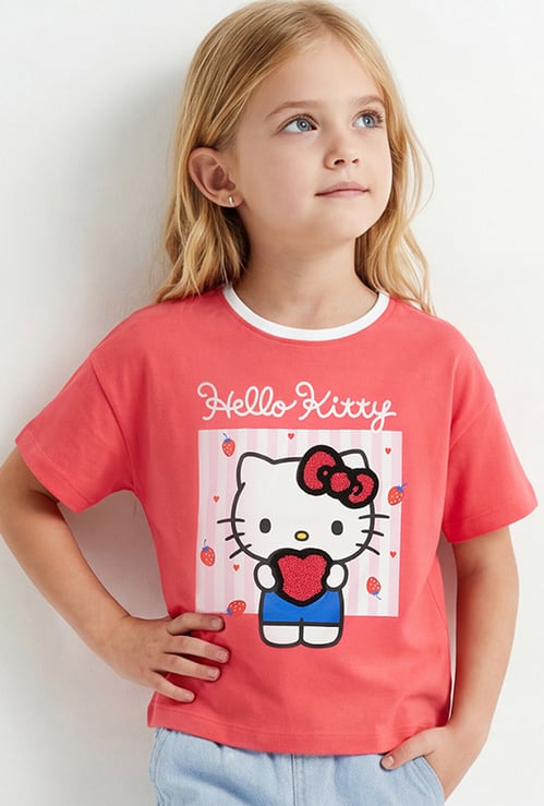Girls Hello Kitty Print Oversized T-shirt