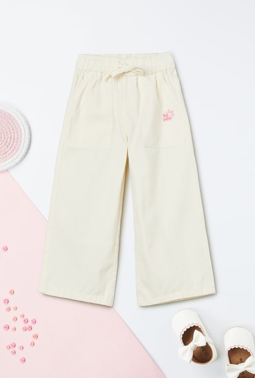 Girls Solid Wide-Leg Trousers