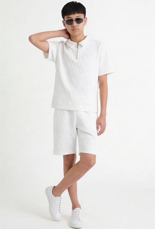Boys Jacquard Polo & SHORTS SET
