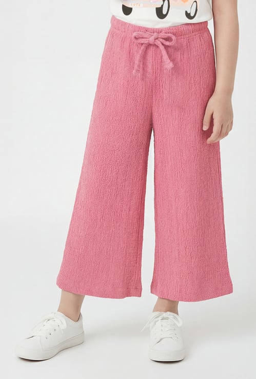 Girls Textured Wide Leg Trousers