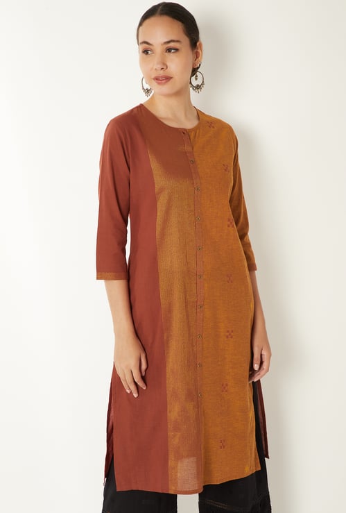 Women Colourblock Straight Kurta