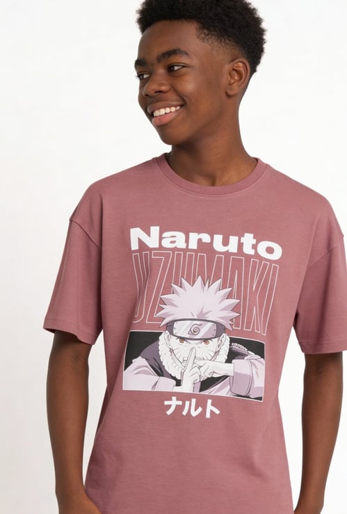 Boys Naruto Print Oversized T-shirt
