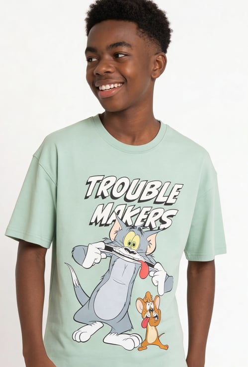 Boys Tom & Jerry Print Oversized T-shirt