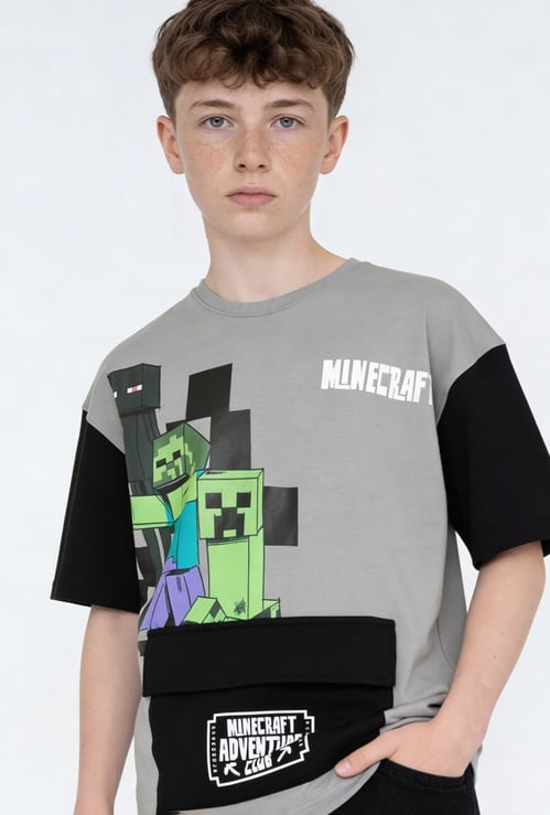 Boys Minecraft Print Oversized T-shirt