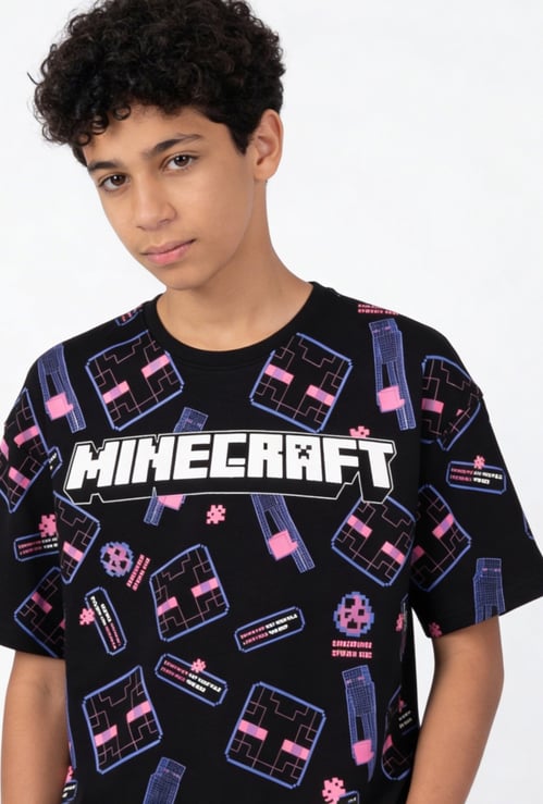 Boys Minecraft Print Oversized T-shirt
