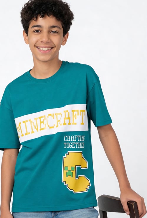 Boys Minecraft Print Oversized T-shirt