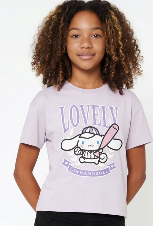 Girls Oversized Cinnamoroll Print T-shirt