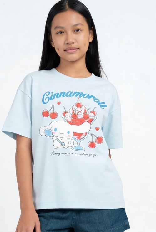 Girls Oversized Cinnamoroll Print T-shirt
