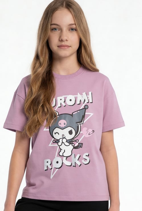 Girls Kuromi Print Oversized T-shirt