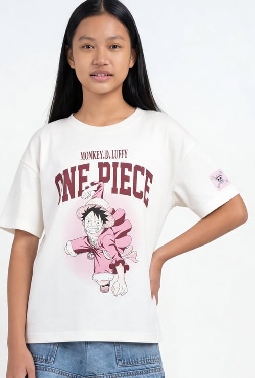 Girls One Piece Print Oversized T-shirt