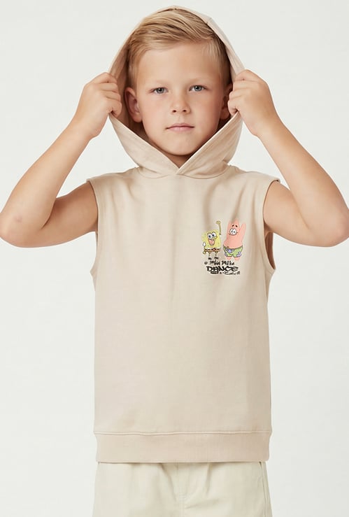 Boys SpongeBob Print Hooded T-shirt