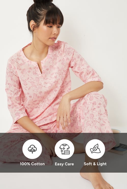 Women Pure Cotton Printed PJ Set