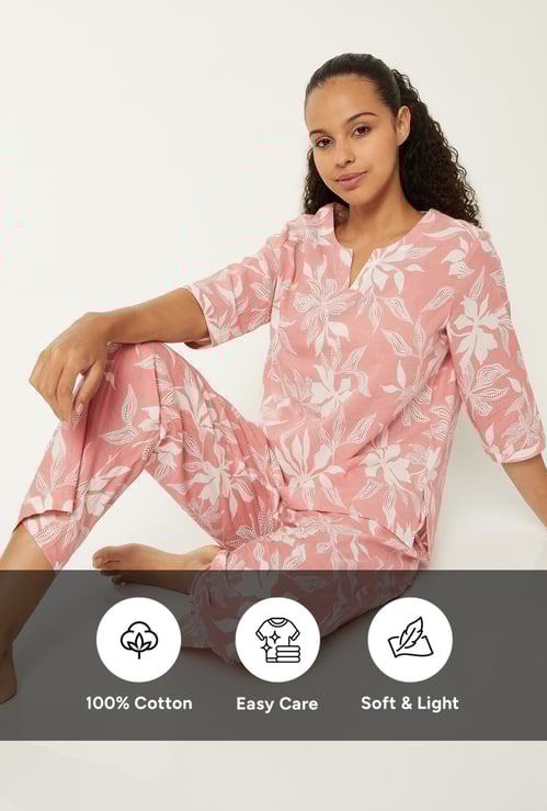 Women Pure Cotton Printed PJ Set