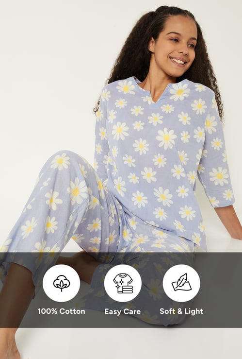 Women Pure Cotton Printed PJ Set